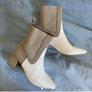 White Toe Patent Leather Boots